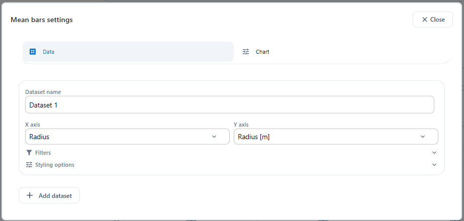 Data tab — adding a dataset